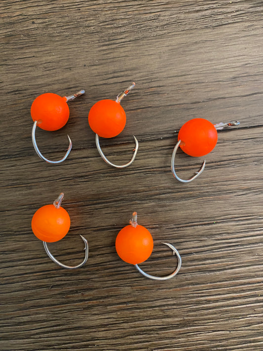 Orange Float Hooks – 5-Pack Circle Hooks for Surf Fishing Pompano, Whiting, and More