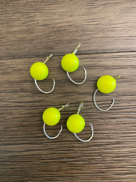 Yellow Float Hooks – 5-Pack of 1/0 Circle Hooks with Floats for Surf Fishing