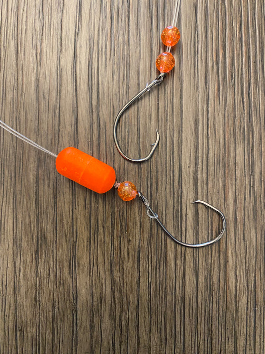 Orange Pompano Rig for Surf Fishing – 2 Hook Beach Rig with Floats for Pompano & Whiting