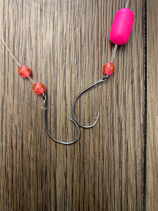 Pink Pompano Rig for Surf Fishing – 2 Hook Beach Rig with Floats for Pompano & Whiting