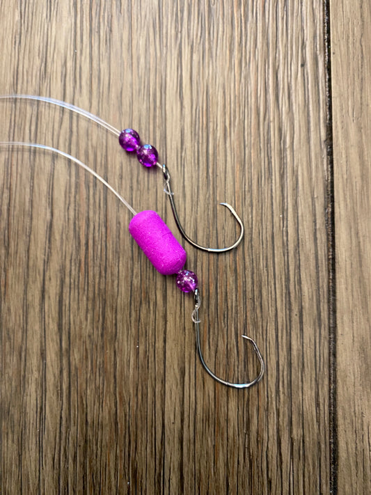 Purple Pompano Rig for Surf Fishing – 2 Hook Beach Rig with Floats for Pompano & Whiting