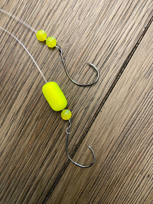 Yellow Pompano Rig for Surf Fishing – 2 Hook Beach Rig with Floats for Pompano & Whiting