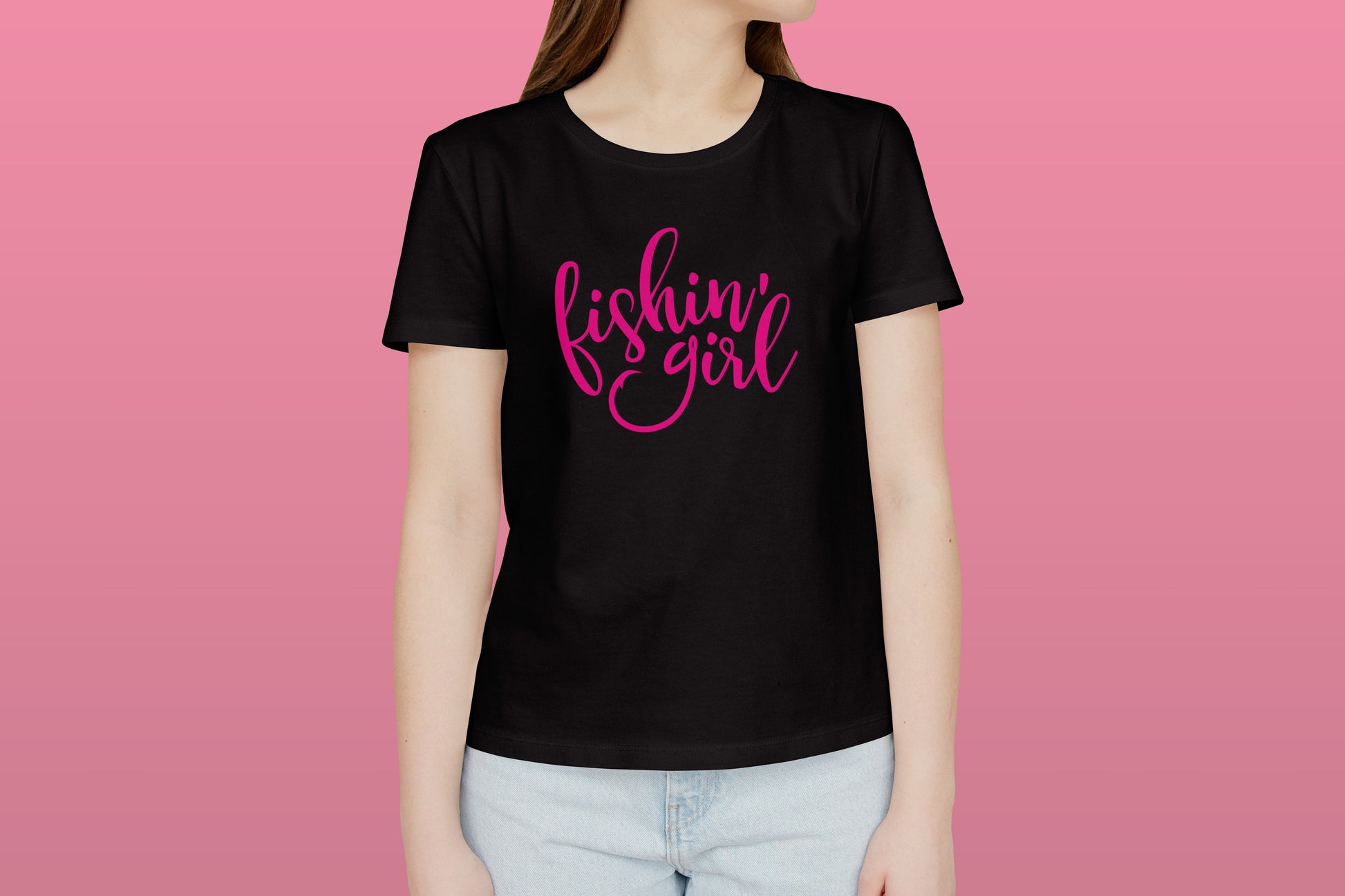 A close up image of a Fishin-Girl t-shirt